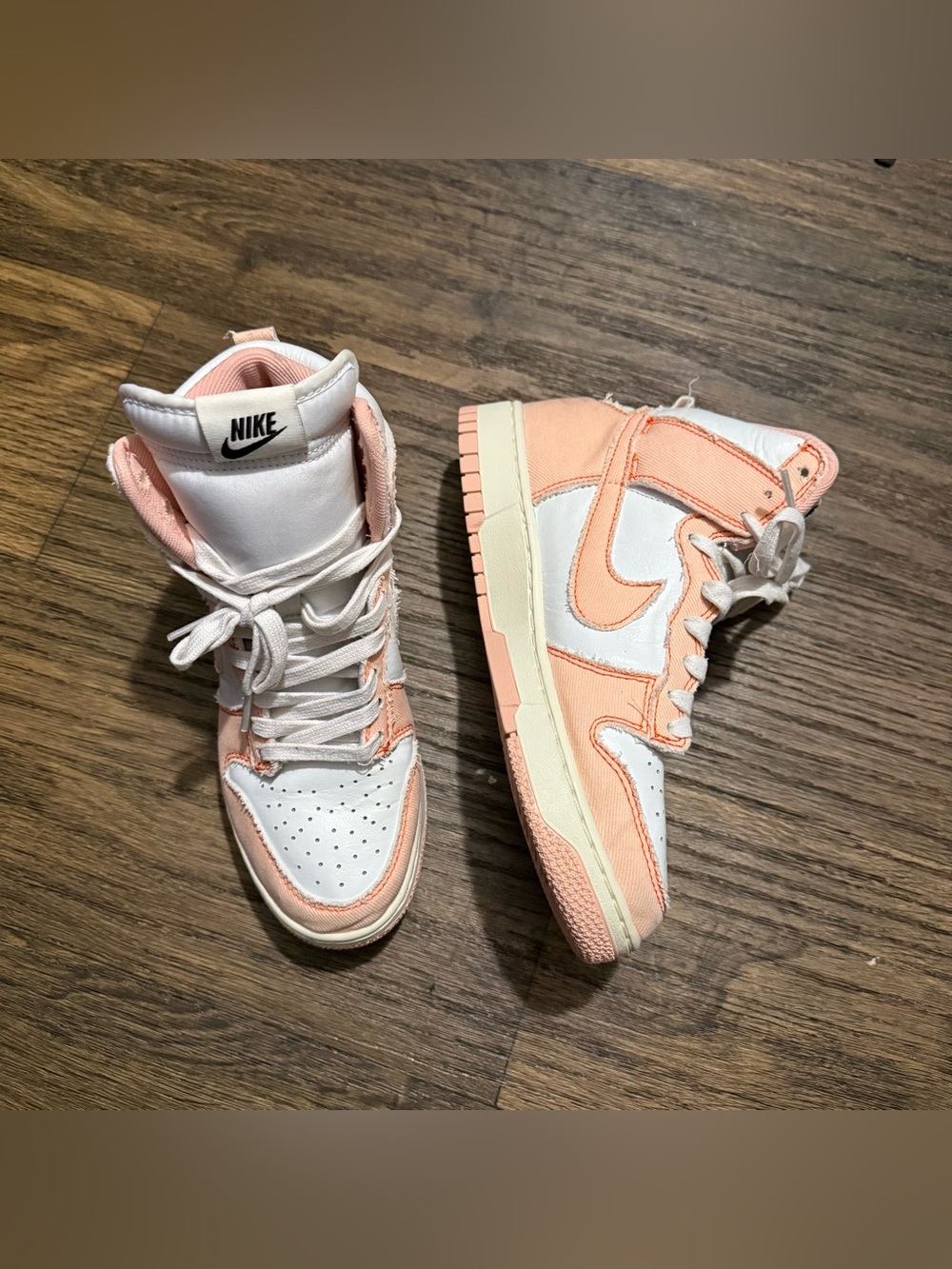 Nike Dunk  High-Top Sneakers in White and Peach Size 8 Women